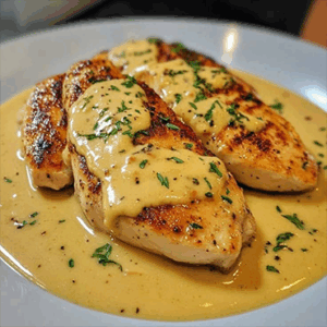 Escalope de poulet poêlé avec sa sauce crème champignon